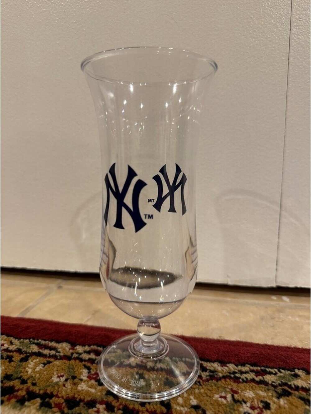 New York Yankees Clear Plastic Hurricane Glass